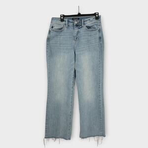 Judy Blue Jeans Women's Sz 9 Denim Straight Fit High-Rise Frayed Hem Light Wash